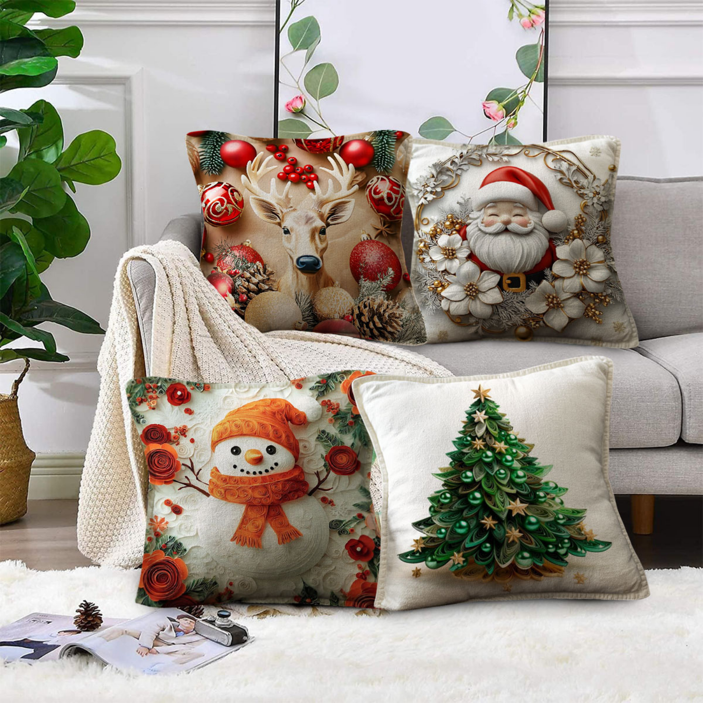 Fundas Navideñas - Compra 3 y recibe 1 GRATIS + luces LED incluidas 💡